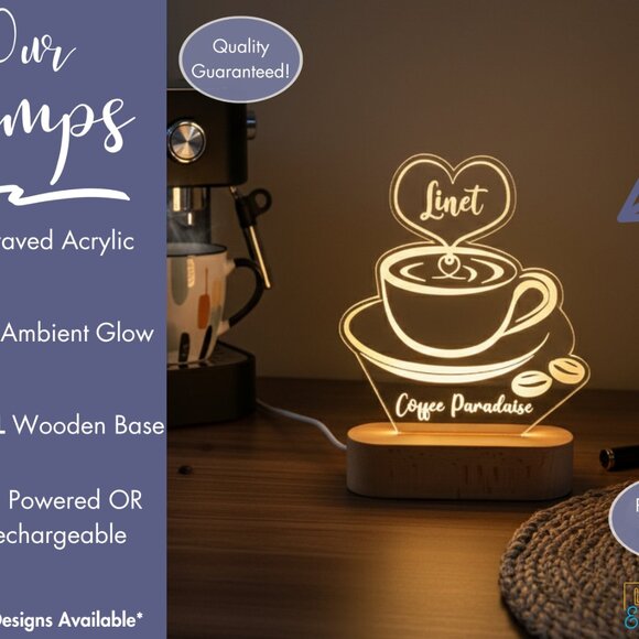 Custom LED Coffee Light • Personalized Café Sign • Barista or Boss Gift - Picture 3 of 8